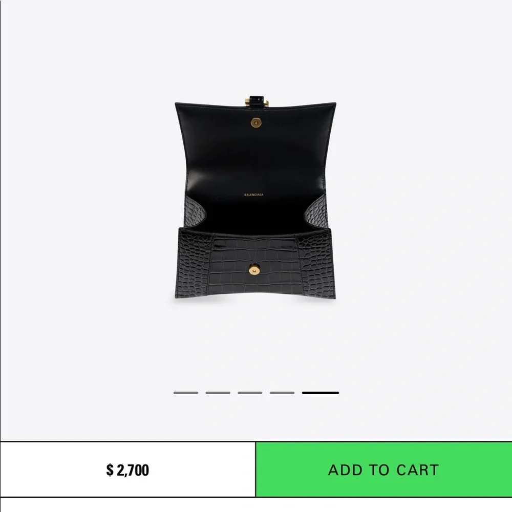 *BALENCIAGA* Hourglass XS Croc-Embossed Top-Handle Bag.  Kim-approved! - Picture 7 of 9